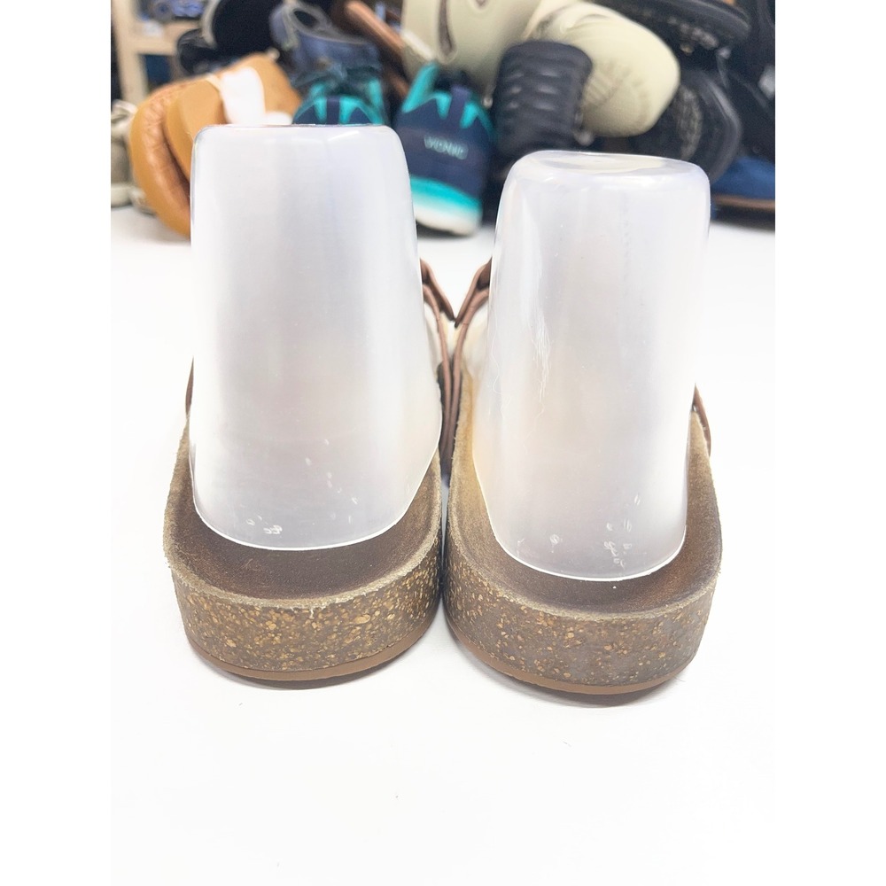 Tory Burch Miller Cloud Tan Leather Thong Sandals Logo Cork Slides Womens 8.5 - Picture 3 of 7